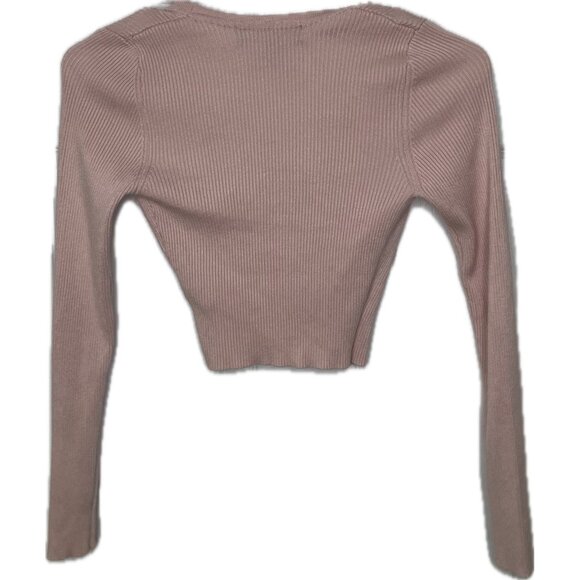 Forever 21 Women’s Knit Ribbed Cropped Crossover Top Blush S - Picture 3 of 8